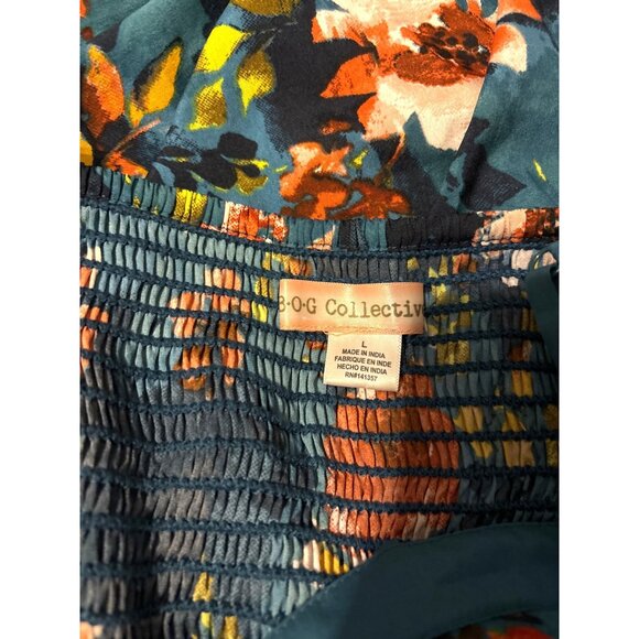 Floral Maxi Sundress LG Adjustable Spaghetti Straps Smocked Back Boho Hippie - Picture 9 of 11